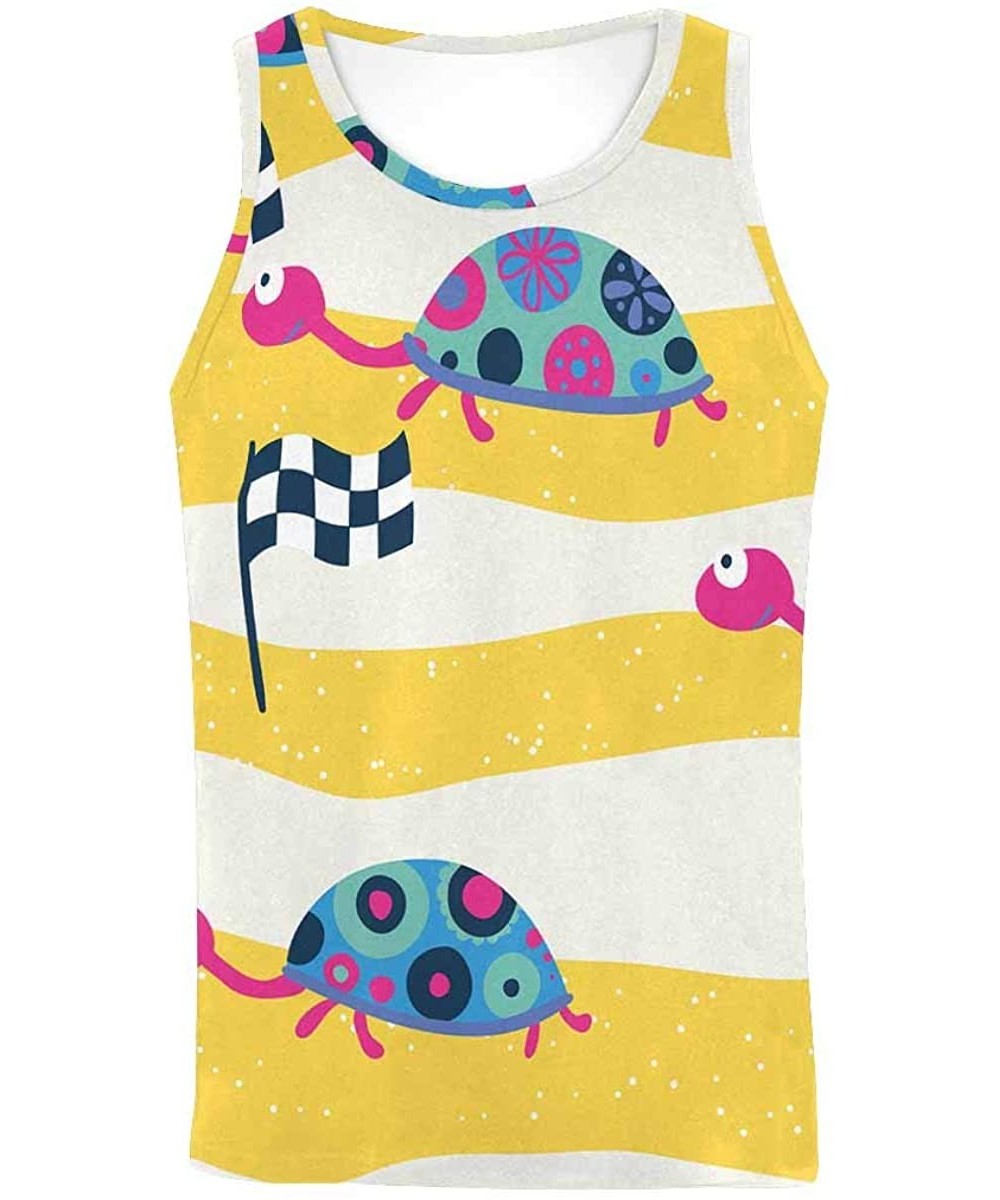 Undershirts Men's Muscle Gym Workout Training Sleeveless Tank Top Cute Christmas Snowmen - Multi8 - C919DLL8MCO