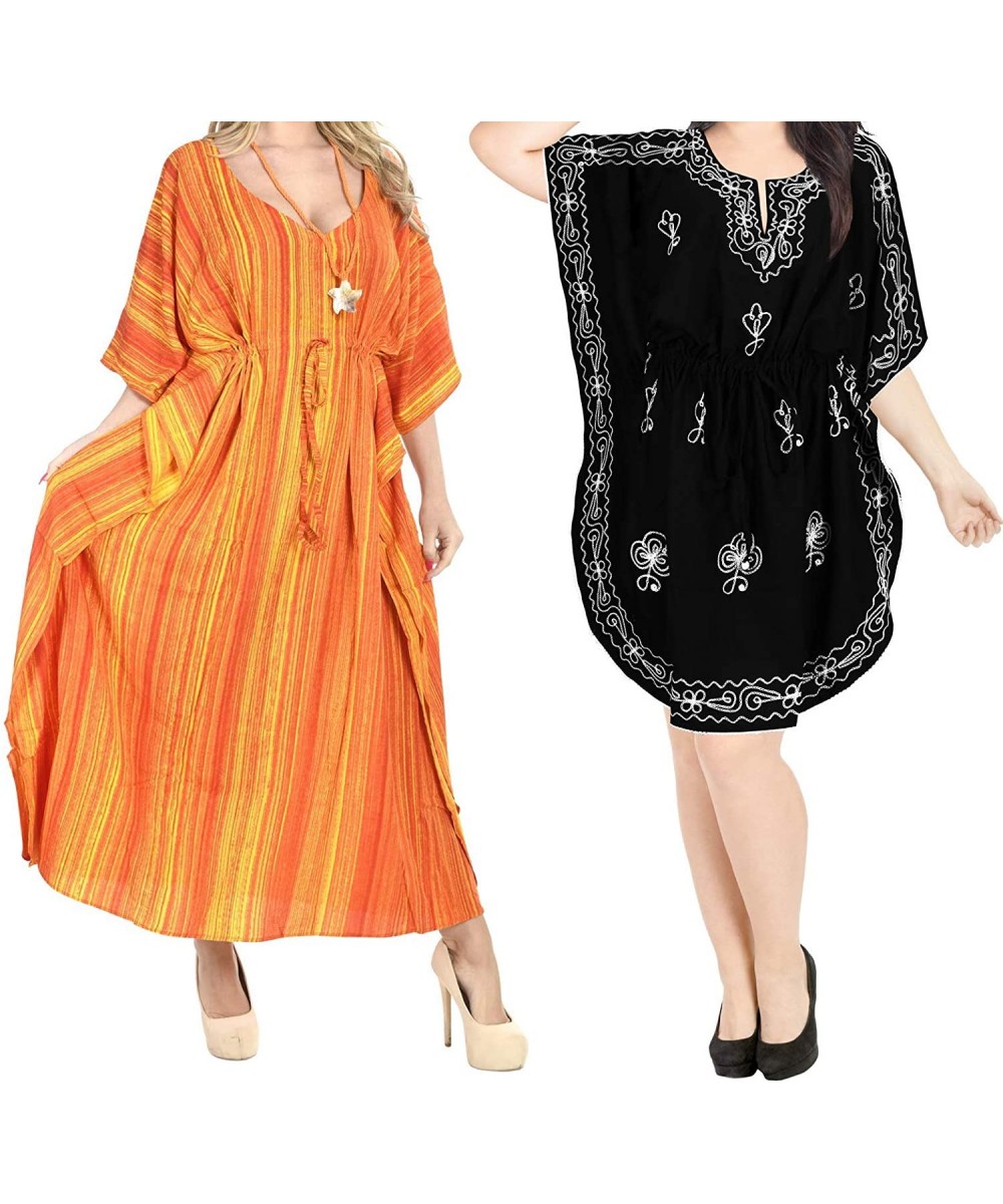 Nightgowns & Sleepshirts Women's Plus Size Kaftan Nightgown Lounge Dress US 16-32W Work from Home Clothes Women Midi Kaftan C...