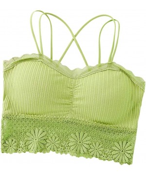 Robes Women Sexy Bra Solid Vest Lace Camisole Breathable Push Up Top Underwear - Green - C6194UH6T6S