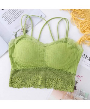 Robes Women Sexy Bra Solid Vest Lace Camisole Breathable Push Up Top Underwear - Green - C6194UH6T6S