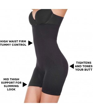 Shapewear Womens Shapewear Tummy Control Girdle Shorts High-Waist Cincher Panty Butt Lifter Body Shaper Bodysuit - Black - CC...