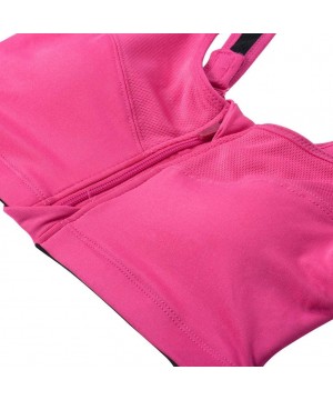 Bras Women's Seamless Wirefree Zipper Front Racerback Sports Bra with Removable Paddings - Hot Pink - CA193MUDOA8