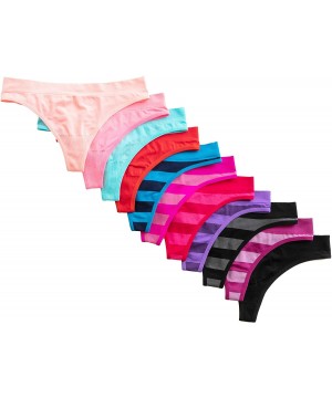 Panties Womens Seamless No Show Thong- Pack of 12 - Striped - CW18XW6UDIO