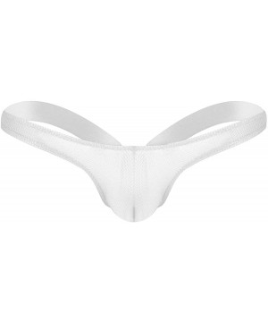 G-Strings & Thongs Men's Mesh See Through Open Back Stretchy Jockstrap G-String Bikini Low Rise Thong Underwear - White - CD1...