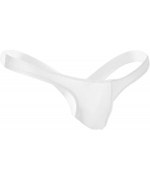 G-Strings & Thongs Men's Mesh See Through Open Back Stretchy Jockstrap G-String Bikini Low Rise Thong Underwear - White - CD1...