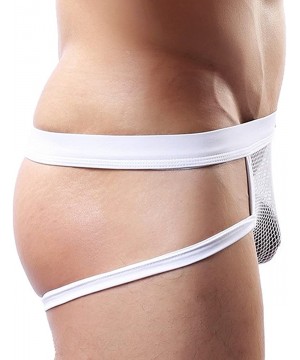 G-Strings & Thongs Sexy Men's Briefs Underwear Mesh Fishnet Jockstrap Shorts Underpants - 1 Pack G-string White - CT12EVQCGJX