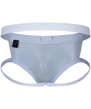 G-Strings & Thongs Sexy Men's Briefs Underwear Mesh Fishnet Jockstrap Shorts Underpants - 1 Pack G-string White - CT12EVQCGJX