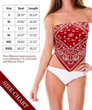 Camisoles & Tanks Women's Sexy Bandana Tube Top Smocked Crop Top Strapless Sleeveless Paisley Bandeau Shirt - Red - CP19C999EG9