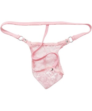 G-Strings & Thongs Men's Sheer Lace T-Back Jockstrap G-String Thongs Sissy Pouch Panties Bikini Briefs Male Underwear - Pink ...