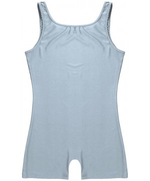 Shapewear Mens One-Piece Spandex Boxers Short Leotard Gym Training Workout Sleeveless Bodysuit - Silver Gray - CG19DLHZQXK