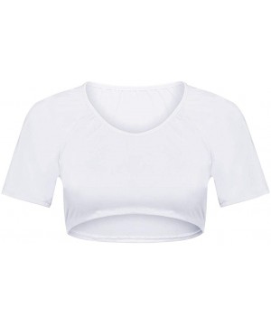 Accessories Women's Sheer Mesh See-Through Short Sleeve Crop Tops Casual T Shirt - White - CQ197QW0404