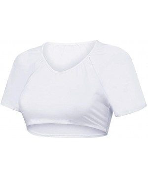 Accessories Women's Sheer Mesh See-Through Short Sleeve Crop Tops Casual T Shirt - White - CQ197QW0404