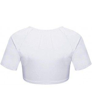 Accessories Women's Sheer Mesh See-Through Short Sleeve Crop Tops Casual T Shirt - White - CQ197QW0404