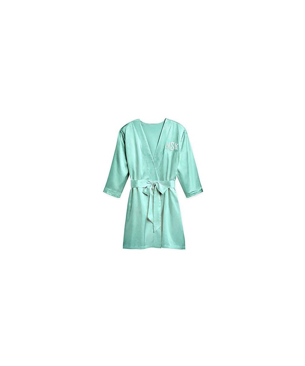 Robes Women's Luxurious Soft Silky Bridesmaid Kimono Robe - Mint Green X-Small - C8196KT00SM