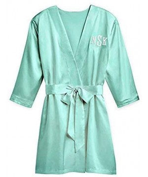 Robes Women's Luxurious Soft Silky Bridesmaid Kimono Robe - Mint Green X-Small - C8196KT00SM