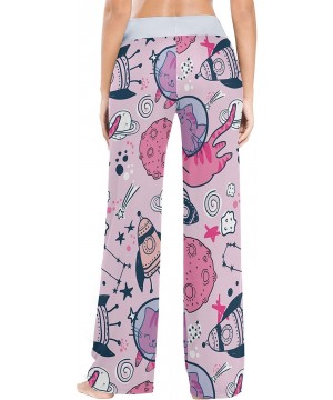 Bottoms Kids Cute Cat in Space Women Pajama Pants Bottoms Palazzo Yoga Stretchy Wide Leg Trousers - CV19C4GNGWN