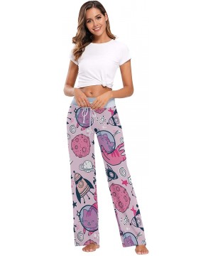 Bottoms Kids Cute Cat in Space Women Pajama Pants Bottoms Palazzo Yoga Stretchy Wide Leg Trousers - CV19C4GNGWN