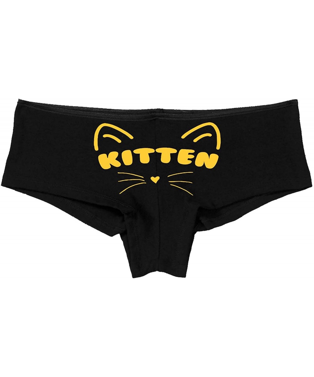 Panties Daddy's Kitten Boy Short Panties Neko Pet Play - DDLG CGL Kitten Boyshort Underwear - Yellow - C3187EKCOYK