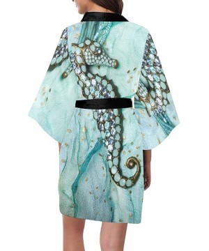 Robes Custom Seahorse Starfish Women Kimono Robes Beach Cover Up for Parties Wedding (XS-2XL) - Multi 2 - CZ190Z7Z0ZL