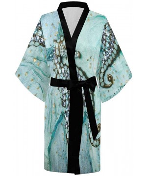 Robes Custom Seahorse Starfish Women Kimono Robes Beach Cover Up for Parties Wedding (XS-2XL) - Multi 2 - CZ190Z7Z0ZL