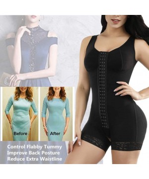 Shapewear Women Waist Trainer Bodysuit Tummy Control Corset Full Body Shaper Cincher Shapewear - Black 1 - CU18Y7U2AQH