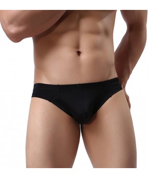 Bikinis Men's Comfort Nylon Bikini Briefs Lightweight Soft Low Rise Triangle Underwear - Style1-2blacks - C917YGLC2QW