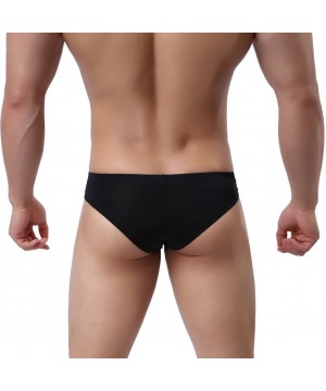 Bikinis Men's Comfort Nylon Bikini Briefs Lightweight Soft Low Rise Triangle Underwear - Style1-2blacks - C917YGLC2QW