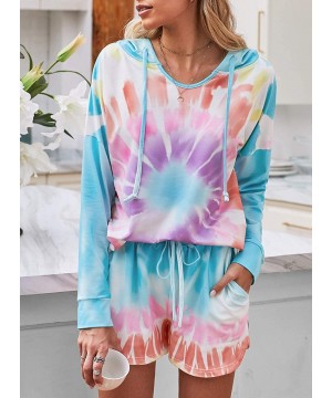 Sets Women Short Pajama Set Long Sleeve Crewneck Tie Dye Printed Sleepwear PJ Set Loungewear Nightwear - B-multicolor - C0198...