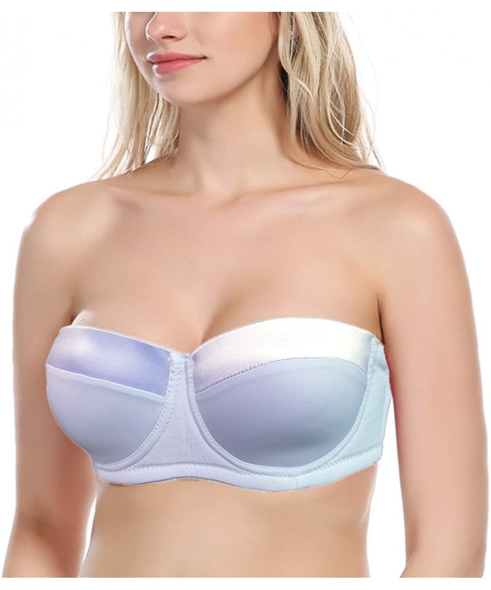 Bras Women's Balcony Half Cup Padded Bra Strapless B/C/D/DD/DDD/G Big Size N059 - White - CU18DX6CG69