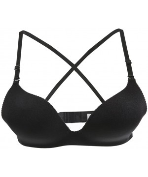 Bras Women Wirefree Padded Push Up Bras Strappy Back Support Adjustable Brassiere - Black - CT18EGIEEO0