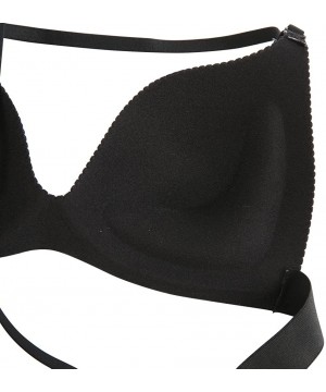 Bras Women Wirefree Padded Push Up Bras Strappy Back Support Adjustable Brassiere - Black - CT18EGIEEO0