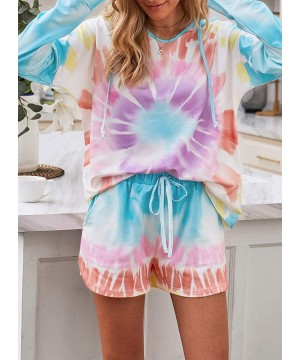 Sets Women Short Pajama Set Long Sleeve Crewneck Tie Dye Printed Sleepwear PJ Set Loungewear Nightwear - B-multicolor - C0198...