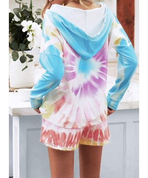 Sets Women Short Pajama Set Long Sleeve Crewneck Tie Dye Printed Sleepwear PJ Set Loungewear Nightwear - B-multicolor - C0198...