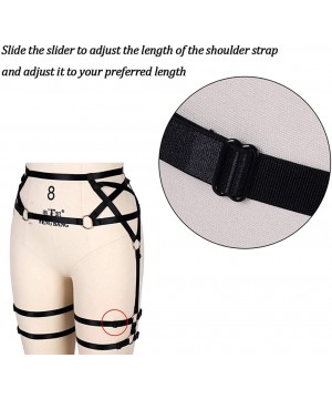 Garters & Garter Belts Women's Pentagram Harness Garter Belt Punk Leg Waist Straps Lingerie Adjust Thigh Stockings Body Caged...