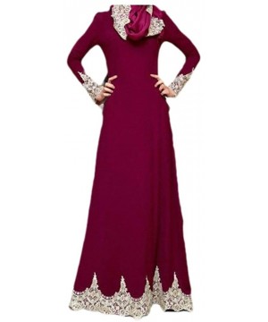 Robes Women's Muslim Embroidered Islamic Trendy Classy Dubai Kaftan Dress - Wine Red - CR1900R3SIT