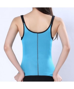 Shapewear Zipper Sweat Sauna Body Shaper Women Slimming Vest Waist Trainer Bodysuit Shaper Open Bust Corset - Blue - CS195SS8UQ5