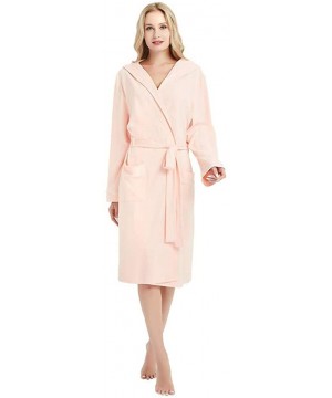 Robes Women Summer Solid Color Cotton Pajamas Nightgown Lingerie Bathrobe with Belt - Pink - CG18UMSRYOW