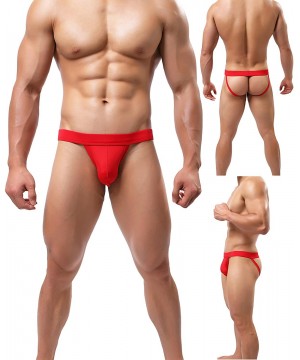 Briefs Men's Jockstrap Athletic Supporter Elastic Waistband Briefs Underwear - A07-3pack - C618E4Q44HU