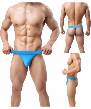 Briefs Men's Jockstrap Athletic Supporter Elastic Waistband Briefs Underwear - A07-3pack - C618E4Q44HU