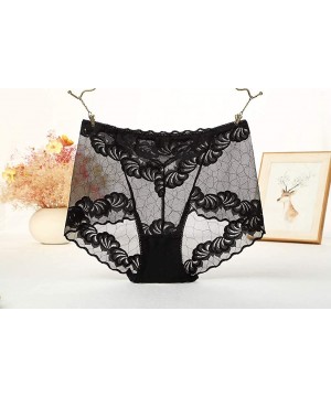 Panties Women's Lace Tanga Panties Sexy Sheer Hipster Boyshort Underwear for Ladies - Black - CQ1963LAU4N