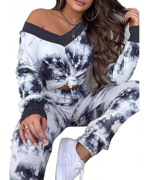 Sets Women 2 Piece Tie Dye Printed Tracksuits Sets Long Sleeve Hoodie Tops Casual Long Pants Homewear Loungewear Outfit Sets ...