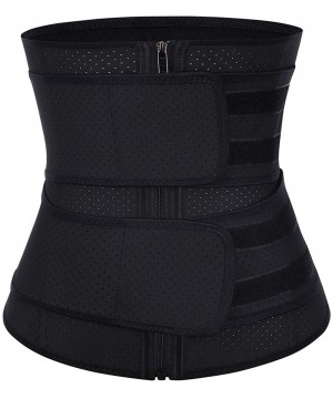 Shapewear Women Waist Trainer Corset Trimmer Belt Body Shaper Cincher Neoprene Sport Girdle with Zipper - Black-2(latex) - C9...