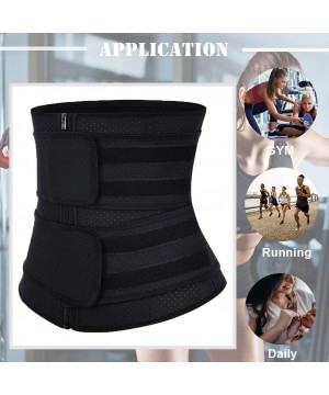 Shapewear Women Waist Trainer Corset Trimmer Belt Body Shaper Cincher Neoprene Sport Girdle with Zipper - Black-2(latex) - C9...