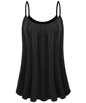 Tops Womens Loose Sleeveless Plus Size Solid Color Cami Camisole Tank Top Vest - Black - C918OU9ROS4