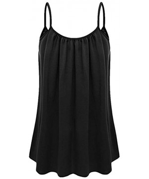 Tops Womens Loose Sleeveless Plus Size Solid Color Cami Camisole Tank Top Vest - Black - C918OU9ROS4