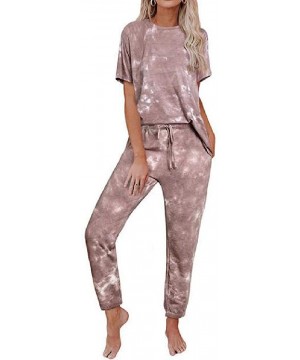 Sets Women Homwear Jogging Pants Trousers Tie-Dyed Casual Long/Short-Sleeve Pajamas PJ Set - 24 - C019D09NLGO