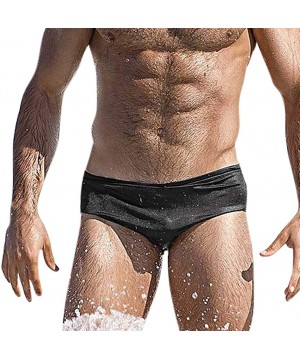 Bikinis Men Swimwear Bikini Casual Solid Color Swim Brief Swimsuits Boxer Trunks Beach Shorts - Black - CG18NUED6D4