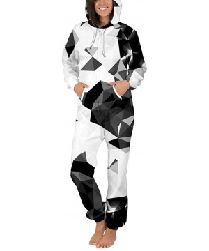 Sets Unisex 3D Paint Jumpsuits Galaxy Animal Hooded One Piece Pajama - Geometric - CV1944Y8YRW