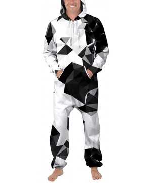 Sets Unisex 3D Paint Jumpsuits Galaxy Animal Hooded One Piece Pajama - Geometric - CV1944Y8YRW