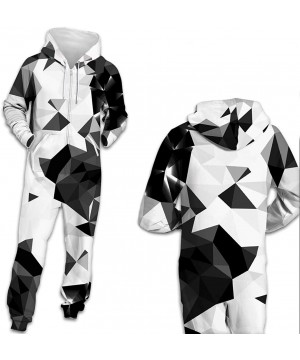 Sets Unisex 3D Paint Jumpsuits Galaxy Animal Hooded One Piece Pajama - Geometric - CV1944Y8YRW